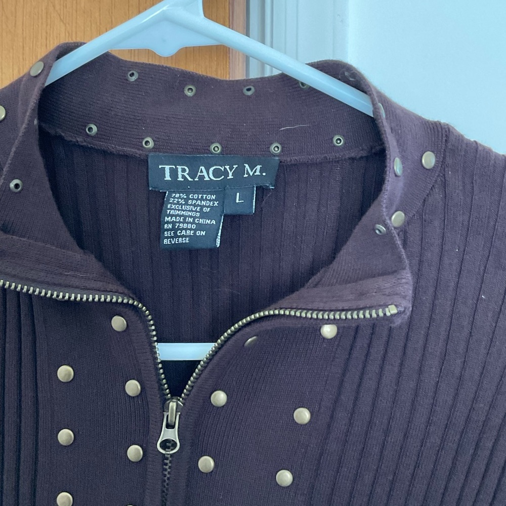 Tracy M large dark brown zip sweater - Picture 4 of 4